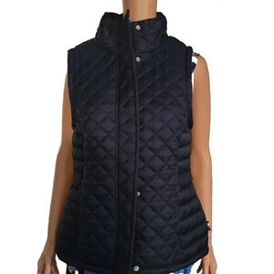 Tommy Hilfiger Womens Puffer Vest Full Zip Sleeveless Jacket Flag Logo M